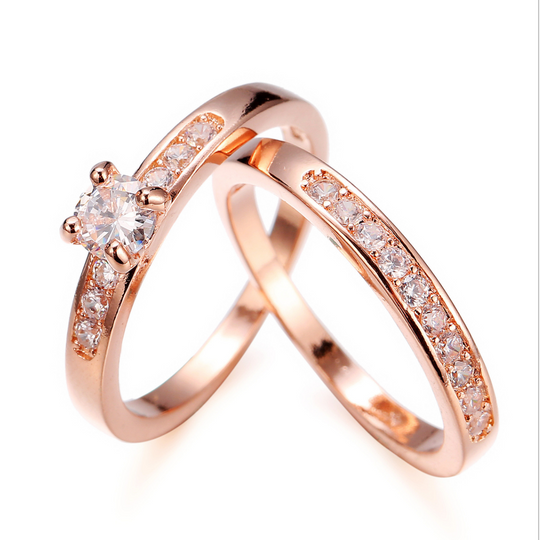 Rose gold ring with diamonds