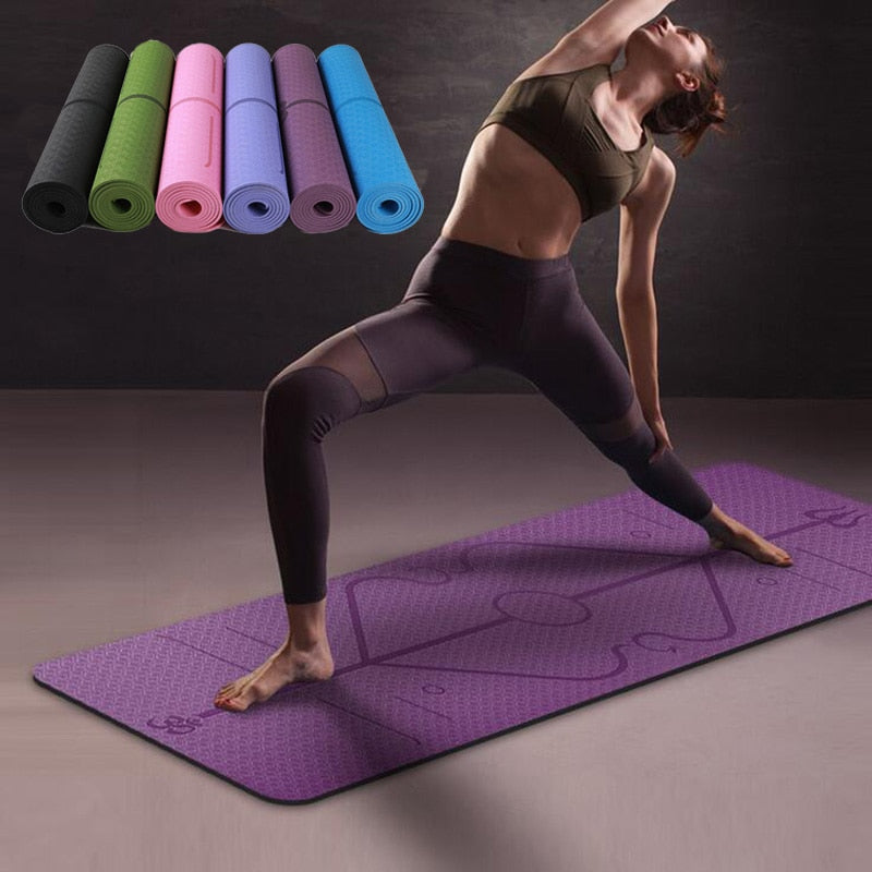Non Slip TPE Yoga Mat Position Line Beginner - The General Ecommerce Store