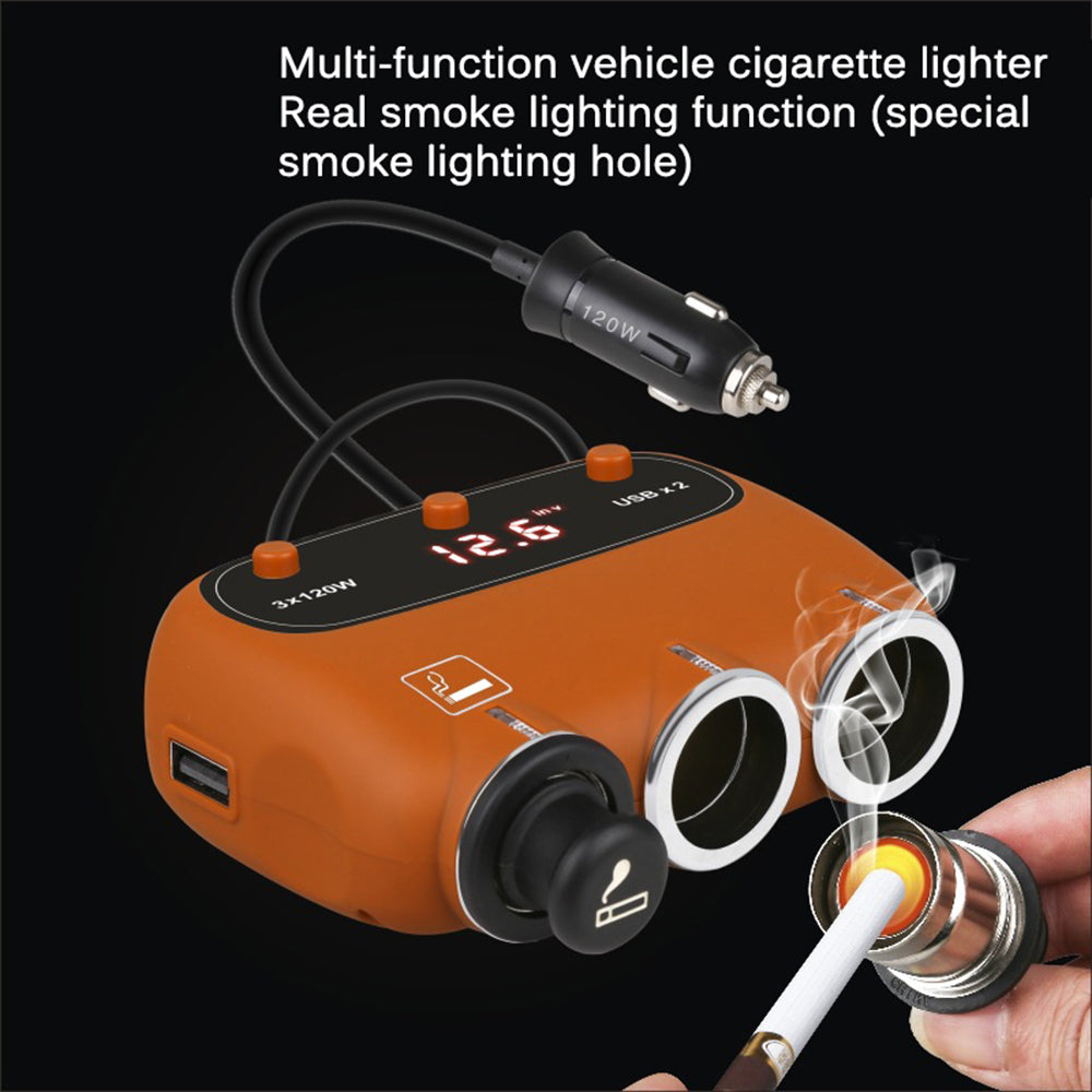 One To Three Car Cigarette Lighter With Display