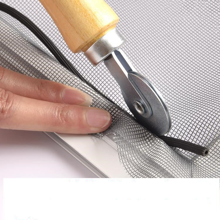 Double-head rubber strip pressing wheel with wooden handle