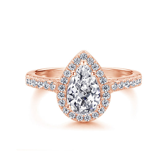 Electroplating White Gold Waterdrop Ladies Ring