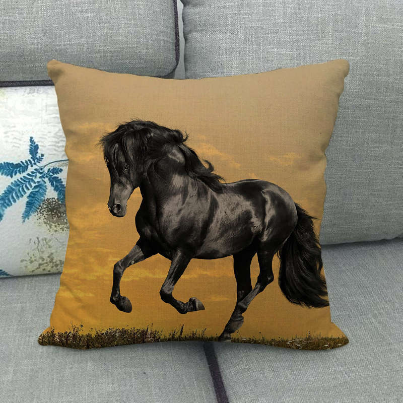 Flax Digital Printed Horse Pattern Pillowcase