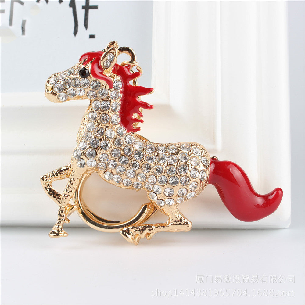 Zodiac Horse Horse Crystal Diamond Men's Keychain