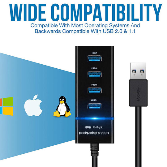 4 In 1 2.0 3.0 USB HUB Splitter High Speed Multi Splitter USB Adapter Expander Cable For Desktop PC Laptop Adapter USB HUB - The General Ecommerce Store