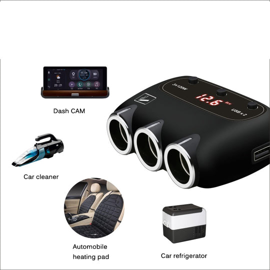 One To Three Car Cigarette Lighter With Display