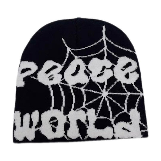 Hip Hop Warm Spider Web Letters Knitted Hat