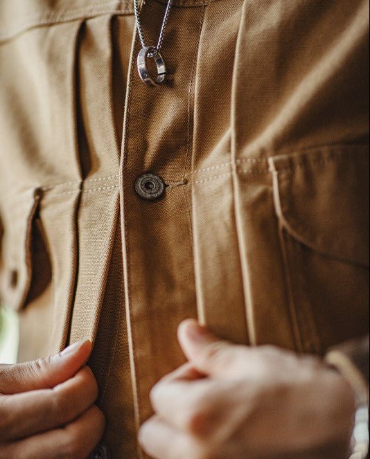Retro Canvas Turn-down Collar Coat Male