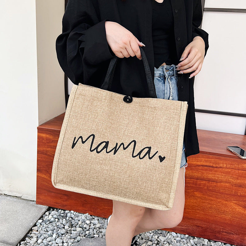 Fashion Linen Women's Bag Large Capacity Casual Shoulder Bag Korean Style Fashionable All-matching Letter Pack - The General Ecommerce Store