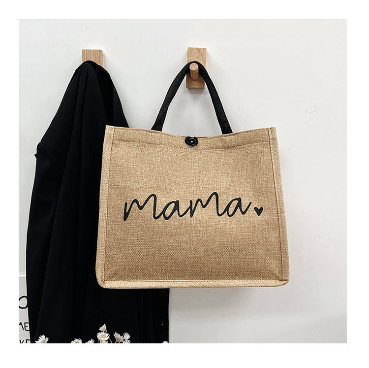 Fashion Linen Women's Bag Large Capacity Casual Shoulder Bag Korean Style Fashionable All-matching Letter Pack - The General Ecommerce Store