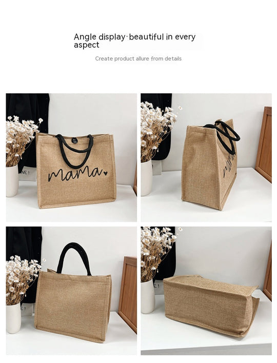 Fashion Linen Women's Bag Large Capacity Casual Shoulder Bag Korean Style Fashionable All-matching Letter Pack - The General Ecommerce Store
