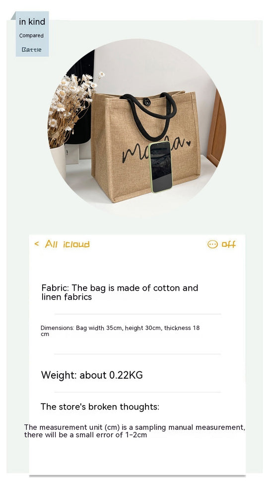 Fashion Linen Women's Bag Large Capacity Casual Shoulder Bag Korean Style Fashionable All-matching Letter Pack - The General Ecommerce Store