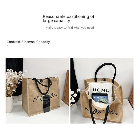Fashion Linen Women's Bag Large Capacity Casual Shoulder Bag Korean Style Fashionable All-matching Letter Pack - The General Ecommerce Store