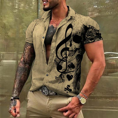 Men's Digital Printing Lapel Thin Japanese Shirt