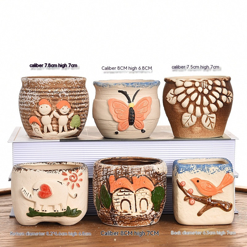 Succulent Flower Pot Ceramic Stoneware Simple Small Pot Plant