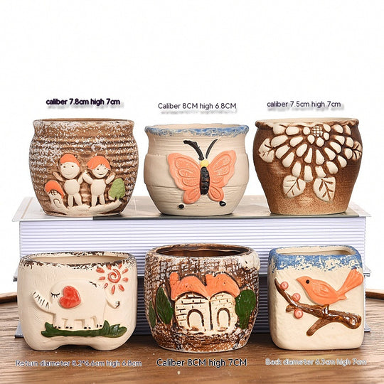 Succulent Flower Pot Ceramic Stoneware Simple Small Pot Plant