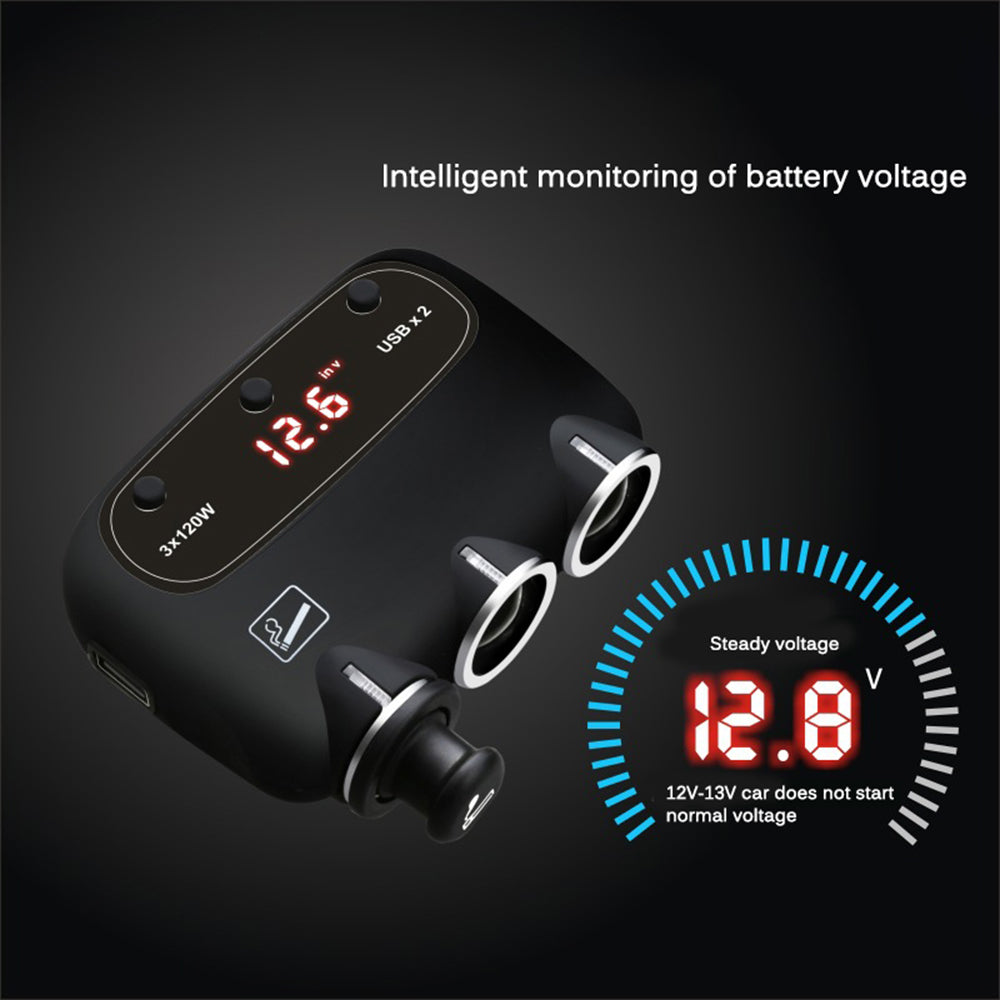One To Three Car Cigarette Lighter With Display