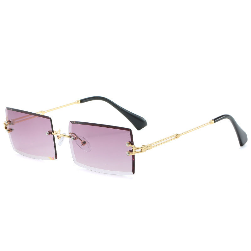 Rimless Rectangle Sunglasses Square Fashion Hip-hop Sunglasses Tide Ins Retro Street Beat Cut Edge Sunglasses