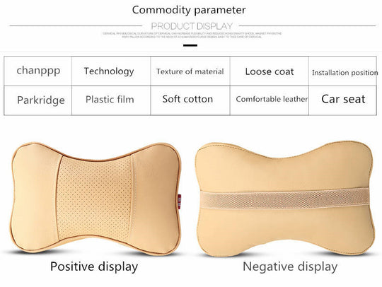 New Brand 2 Pieces 3D Artificial Leather Car Neck Pillows
