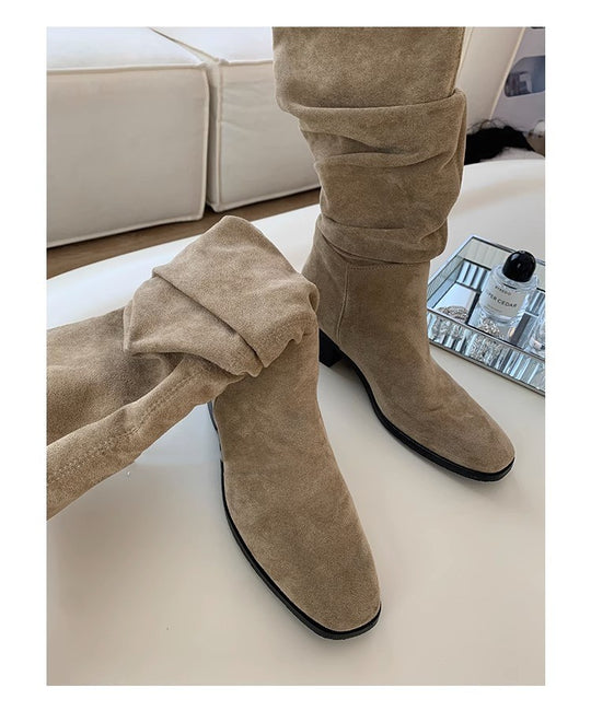 French Mid-calf Thin Western Denim Boots - The General Ecommerce Store