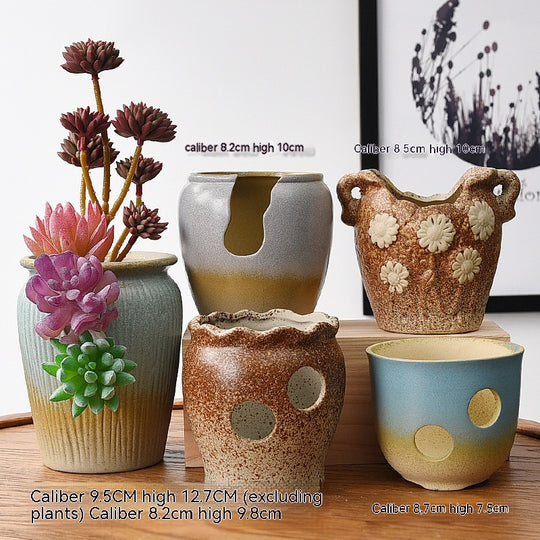 Succulent Flower Pot Ceramic Stoneware Simple Small Pot Plant