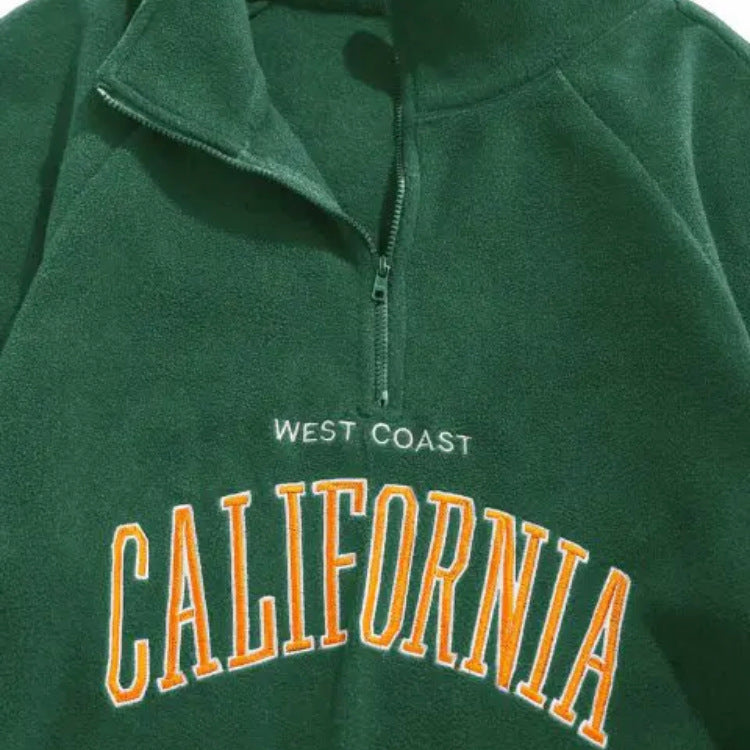 Men Fashion Brands American Retro Minority Autumn And Winter Loose Zipper Coat Sweatshirt