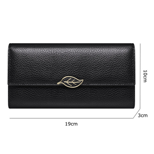 Lychee Pattern First Layer Cowhide Women's Long Wallet