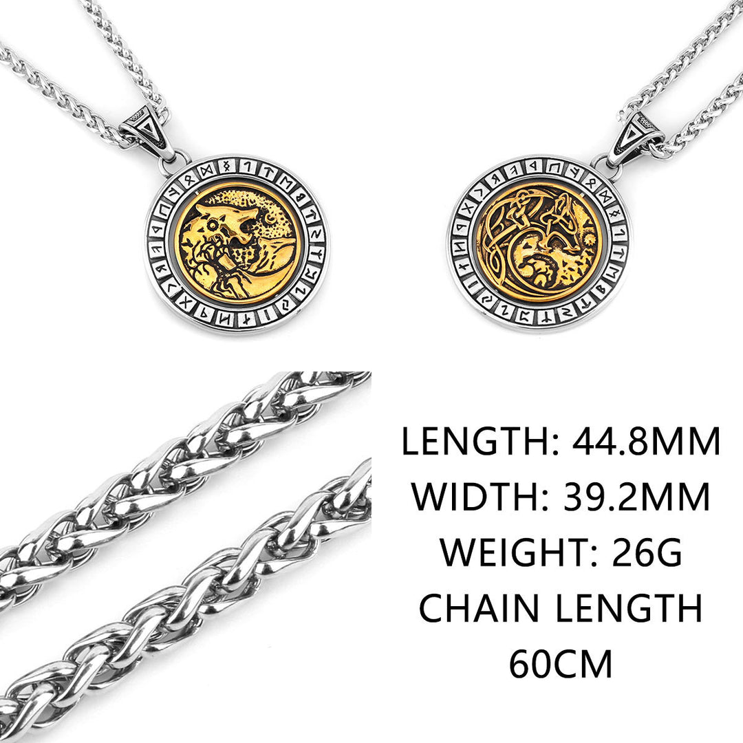 Double-sided Wolf Head Titanium Steel Pendant