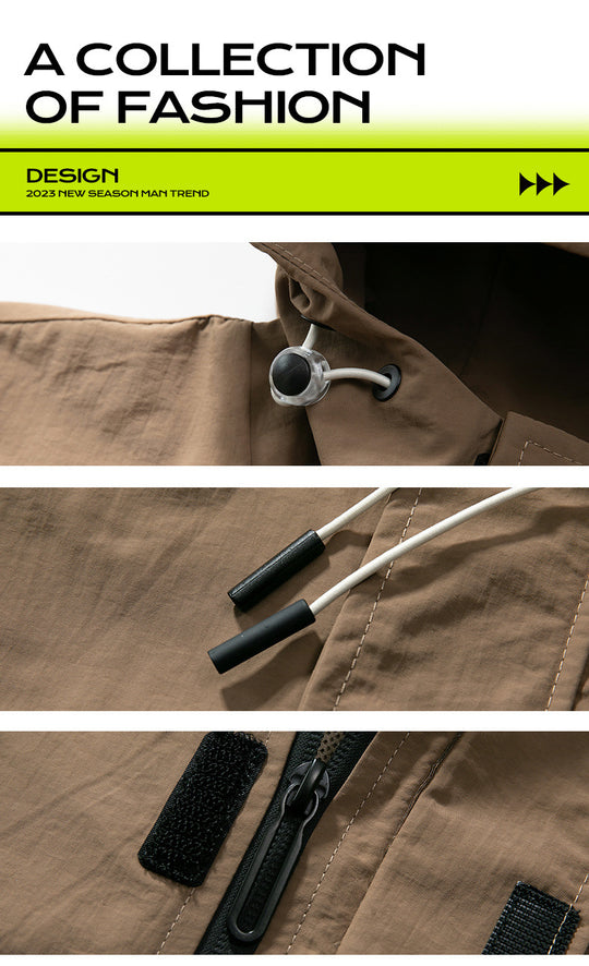 Men's Casual Hooded Slightly Loose Thin And All-matching Tooling Shell Jacket