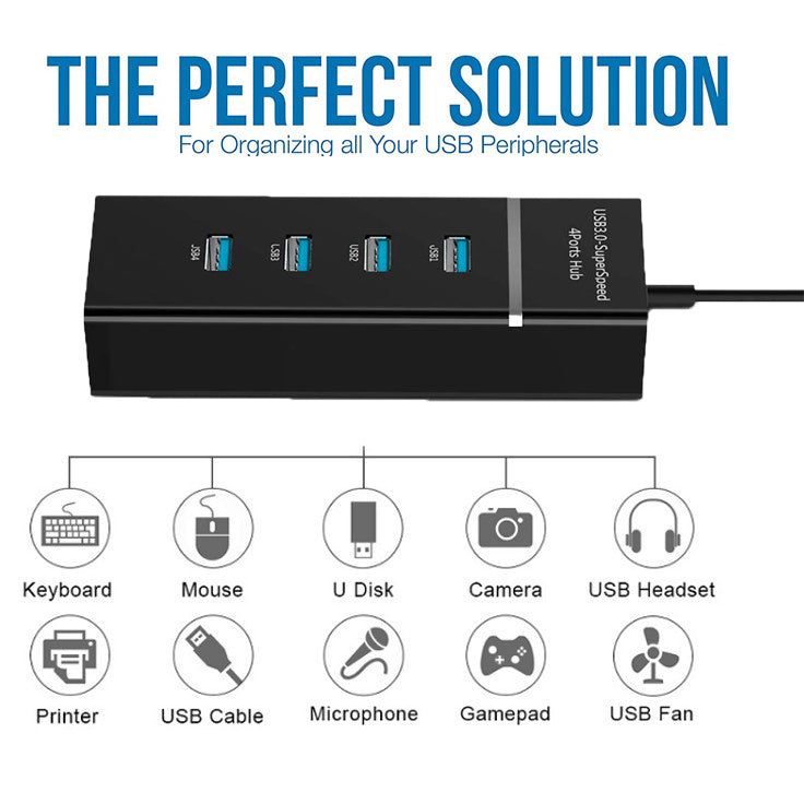 4 In 1 2.0 3.0 USB HUB Splitter High Speed Multi Splitter USB Adapter Expander Cable For Desktop PC Laptop Adapter USB HUB - The General Ecommerce Store