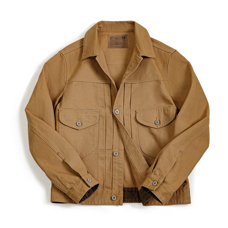 Retro Canvas Turn-down Collar Coat Male