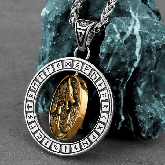 Double-sided Wolf Head Titanium Steel Pendant
