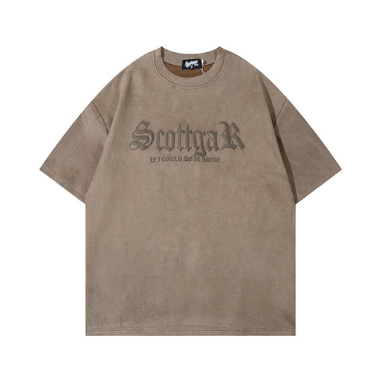 Deerskin Velvet T-shirt Men And Women Street Loose Couple Half Sleeve Top
