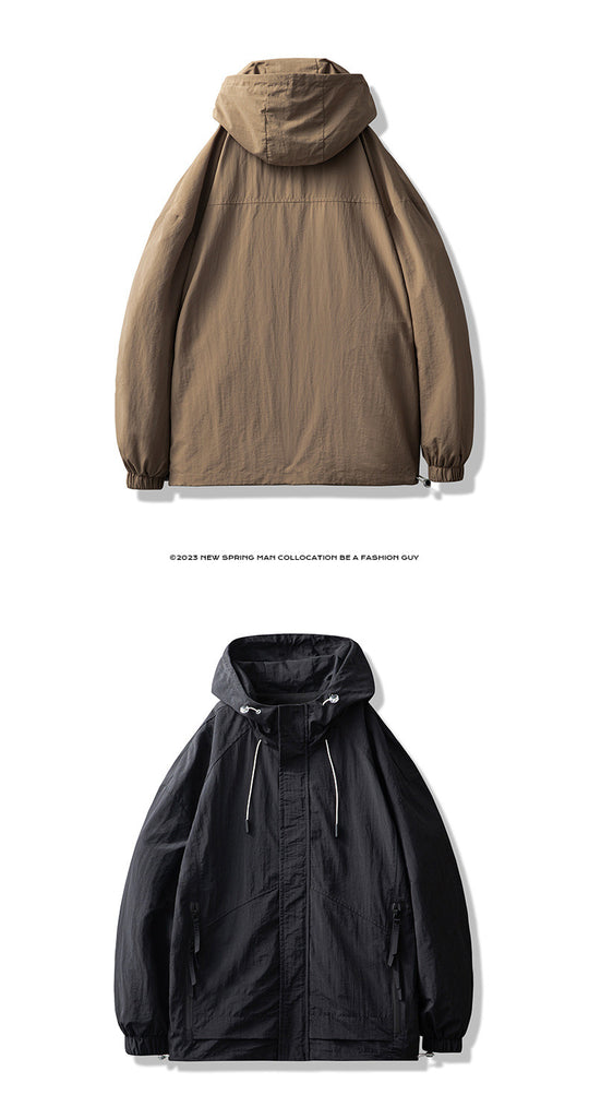 Men's Casual Hooded Slightly Loose Thin And All-matching Tooling Shell Jacket