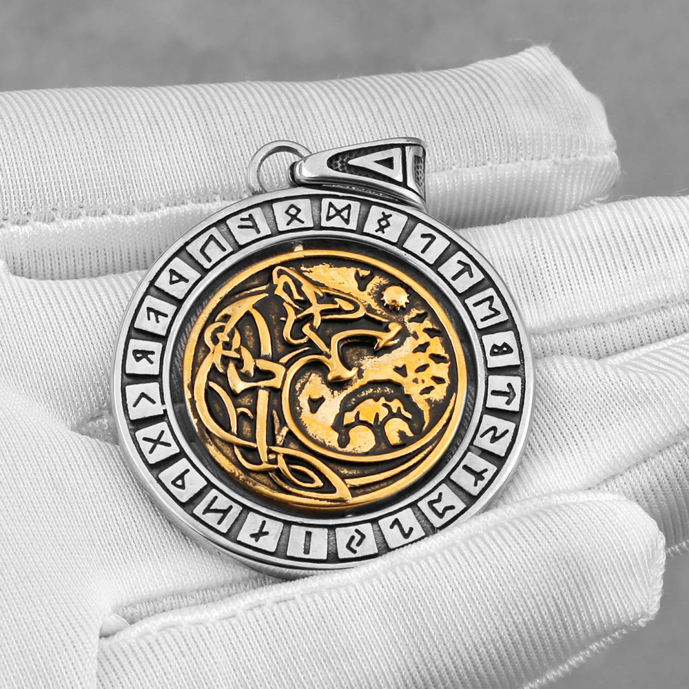 Double-sided Wolf Head Titanium Steel Pendant