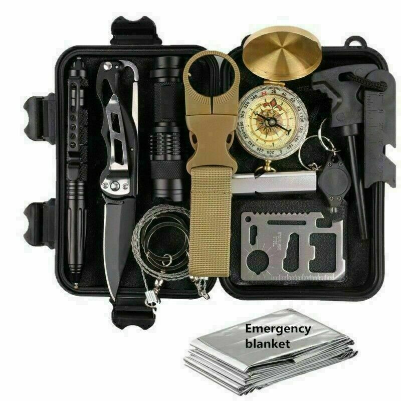14-In-1 Outdoor Emergency Survival Kit Camping Hiking Tactical Gear Case Set Box - The General Ecommerce Store