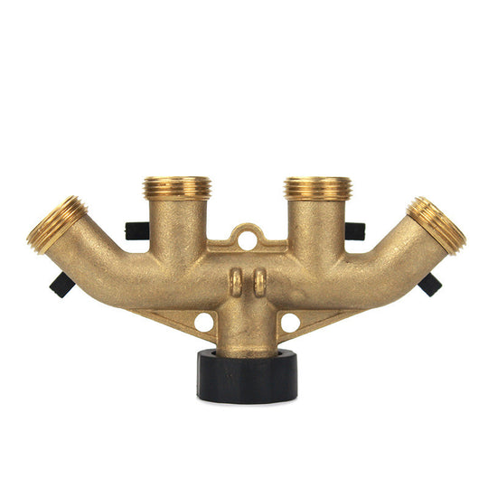 Garden Brass Four-way Ball Valve Garden Hose Heavy Duty Manifold Connector