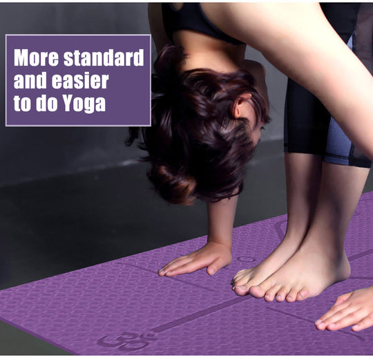 Non Slip TPE Yoga Mat Position Line Beginner - The General Ecommerce Store