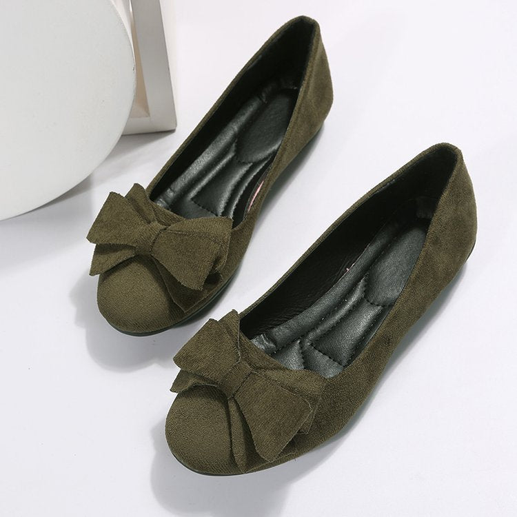 Rubber Plus Size Flat Casual Shoes Women Suede Bow Round Head Gommino - The General Ecommerce Store