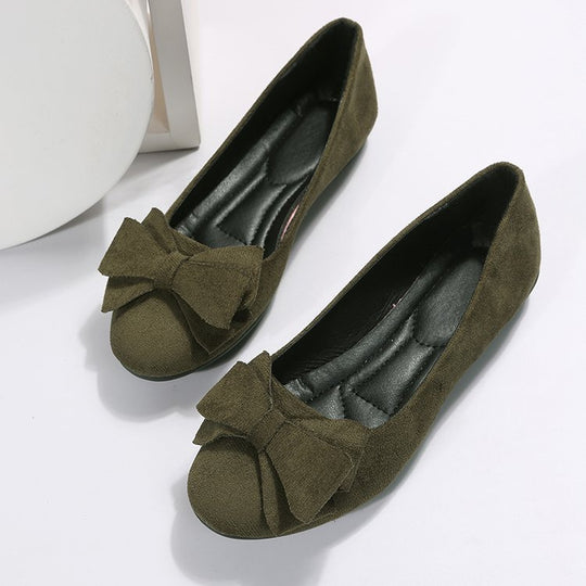 Rubber Plus Size Flat Casual Shoes Women Suede Bow Round Head Gommino - The General Ecommerce Store