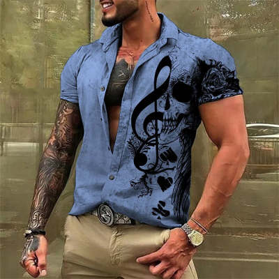 Men's Digital Printing Lapel Thin Japanese Shirt