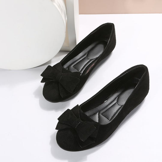 Rubber Plus Size Flat Casual Shoes Women Suede Bow Round Head Gommino - The General Ecommerce Store