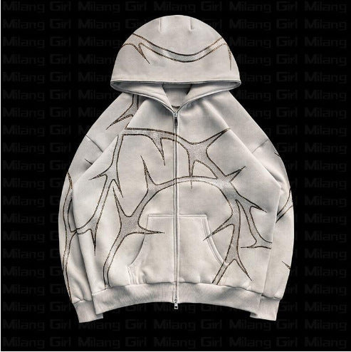 3D Hoodie Zipper Casual Hooded Sweater Set