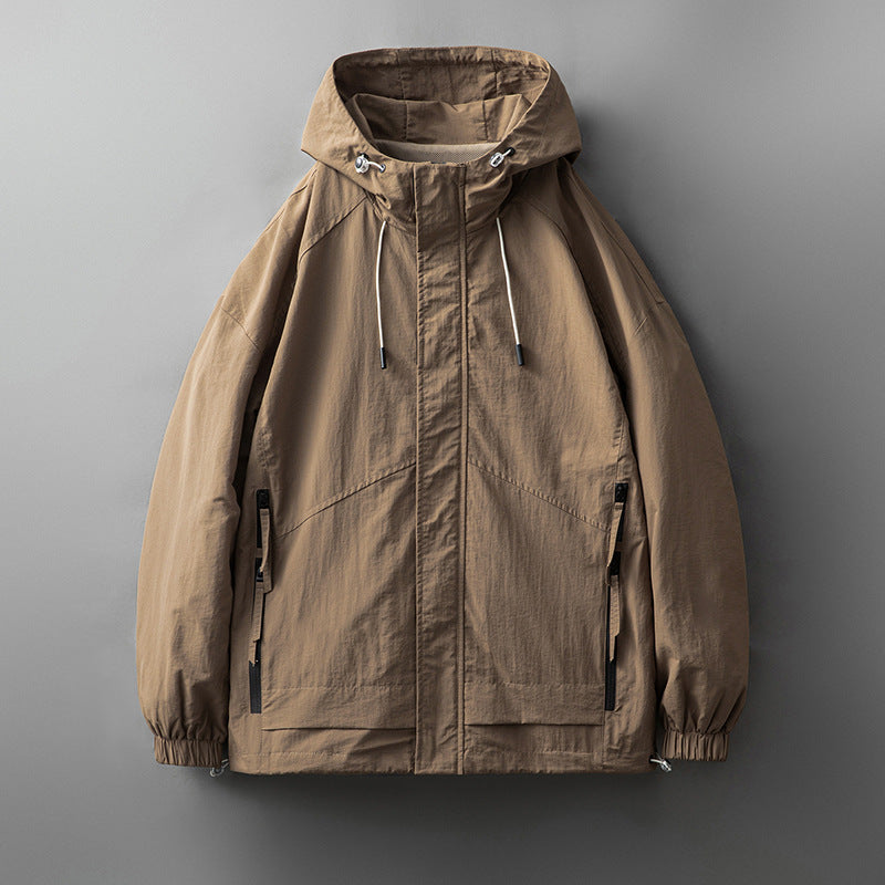 Men's Casual Hooded Slightly Loose Thin And All-matching Tooling Shell Jacket