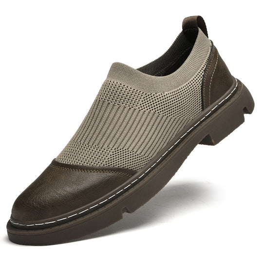 Rubber Cowhide Wear-resistant Round Toe Low-top Black Loafers - The General Ecommerce Store