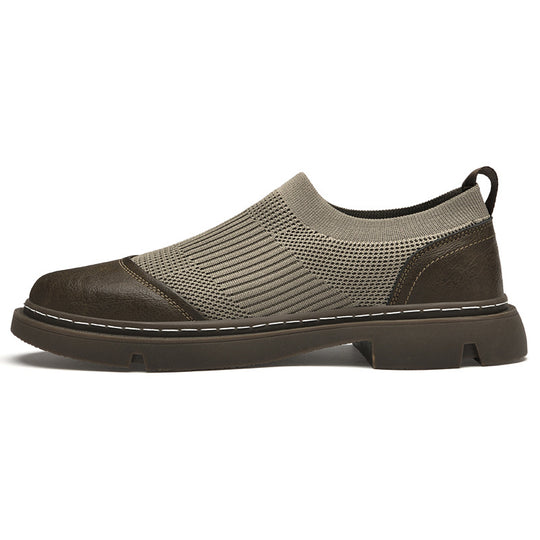 Rubber Cowhide Wear-resistant Round Toe Low-top Black Loafers - The General Ecommerce Store