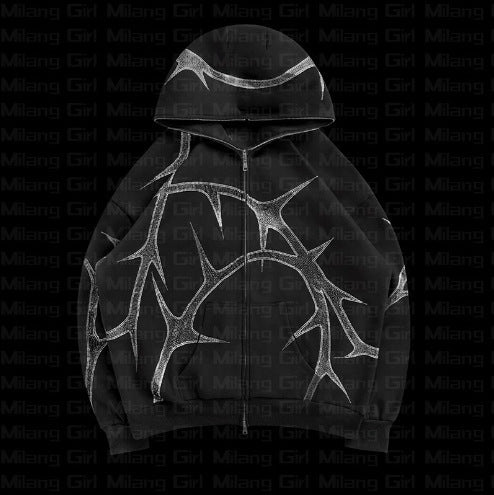 3D Hoodie Zipper Casual Hooded Sweater Set