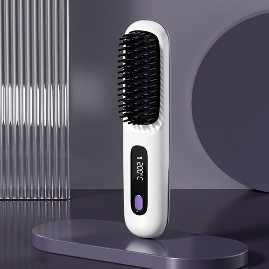 LCD USB Charging Ceramic Heating Electric Comb Hair Straightener