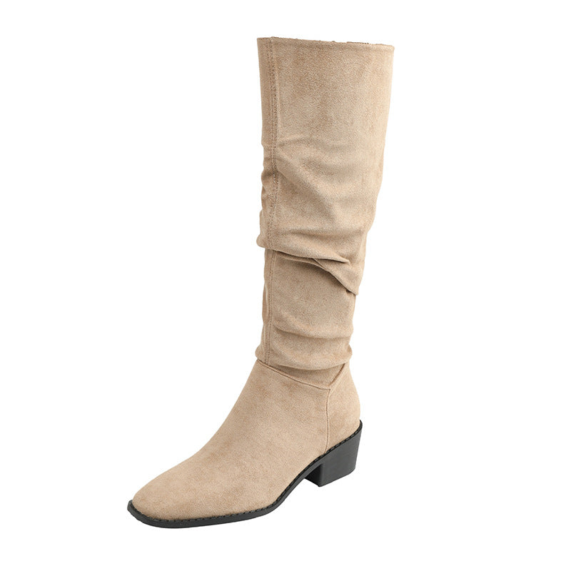 French Mid-calf Thin Western Denim Boots - The General Ecommerce Store