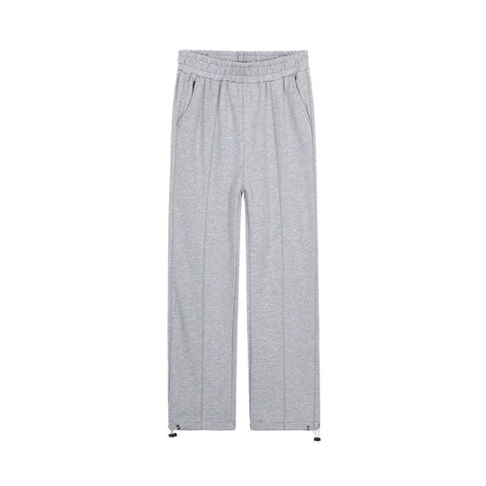 Men's Knitted Gray Sports Wide Legs Drawstring Jogger Pants