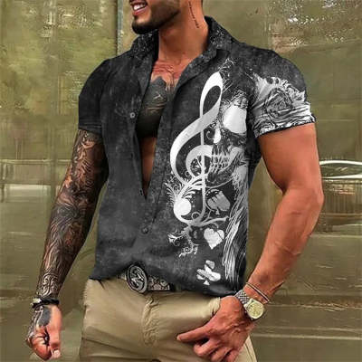 Men's Digital Printing Lapel Thin Japanese Shirt